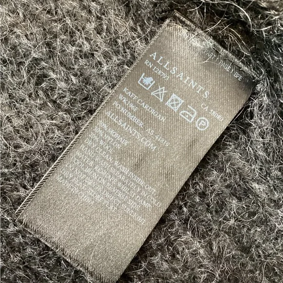 AllSaints Women's Kaff Mohair Blend Cardigan Sweater Knit Asymmetrical Medium - Picture 5 of 7